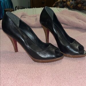 Aldo Black Peep-Toe Heels